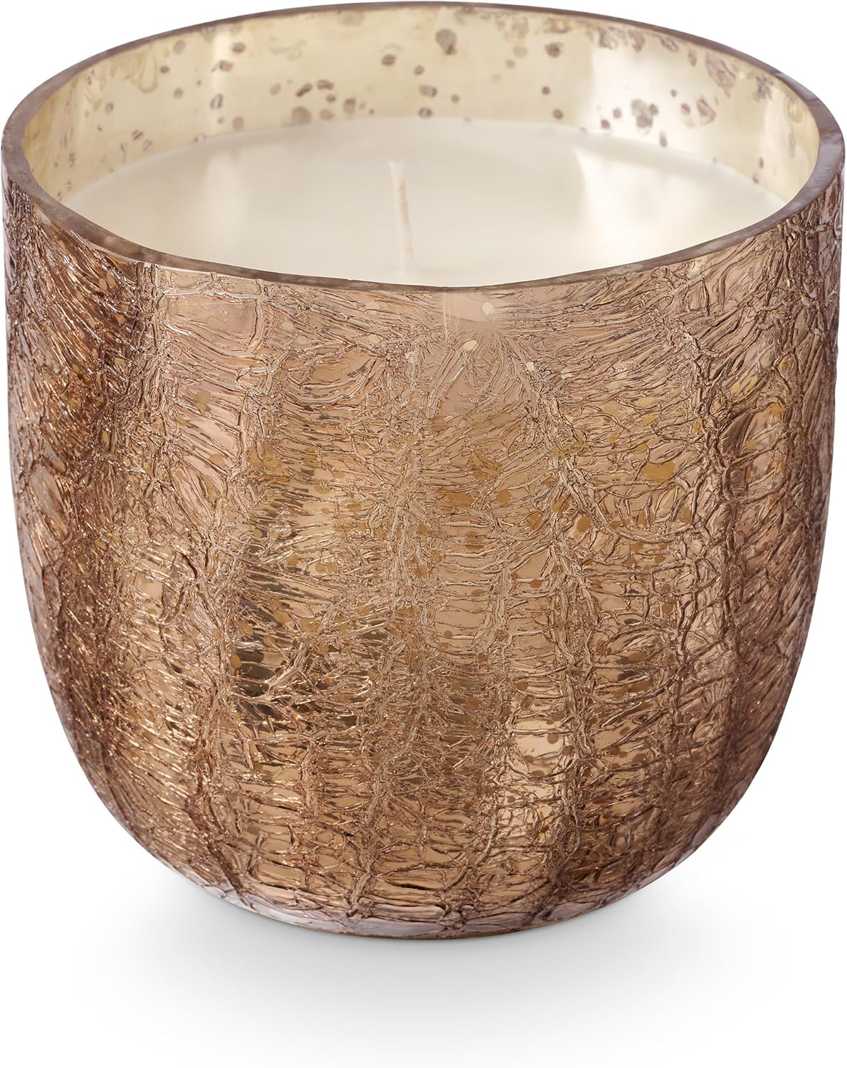 ILLUME Large Boxed Crackle Glass Candle, Woodfire