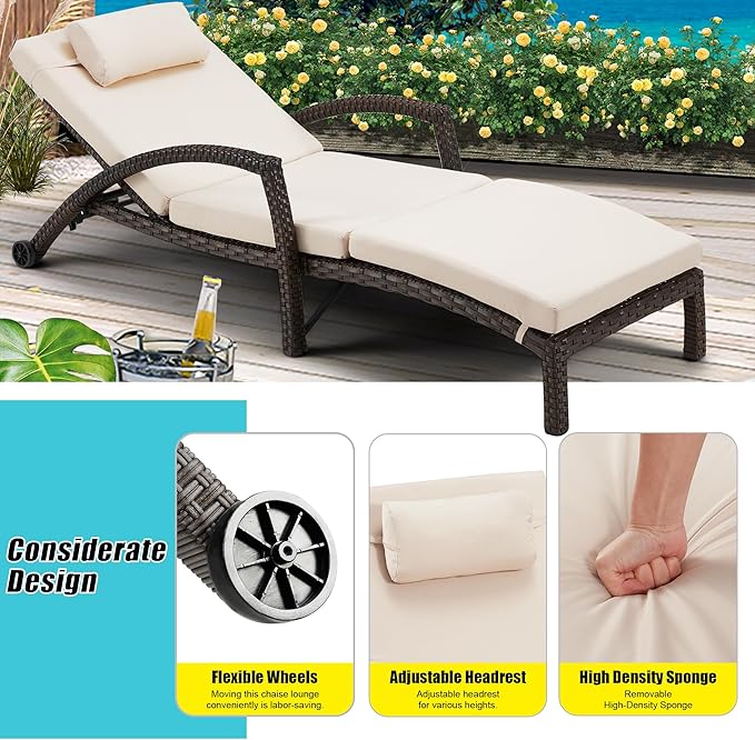 HOMREST Chaise Lounge Chairs Set of 2 - Image 8