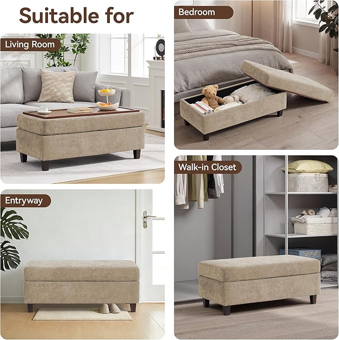 45 Inch Large Storage Ottoman Bench - Image 7