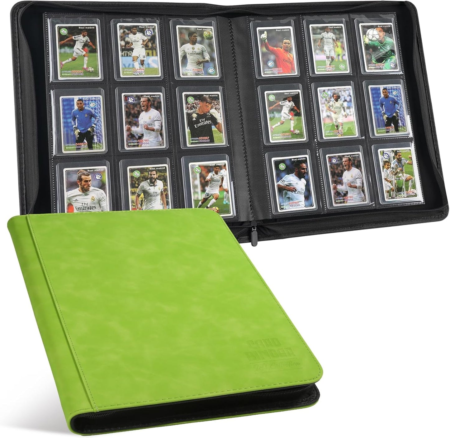 Toploader Binder with 9-Pocket Pages, Holds 288 "3×4" Rigid Toploader Hard Cases, Card Holder for Collectible Cards or Sports Cards, Durable Sleeves for Storage & Display (Grass)