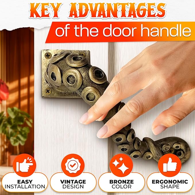 Octopus Door Handle – Unique Tentacle Design, Heavy Duty Pull, 6.49 x 1.4 x - Image 4