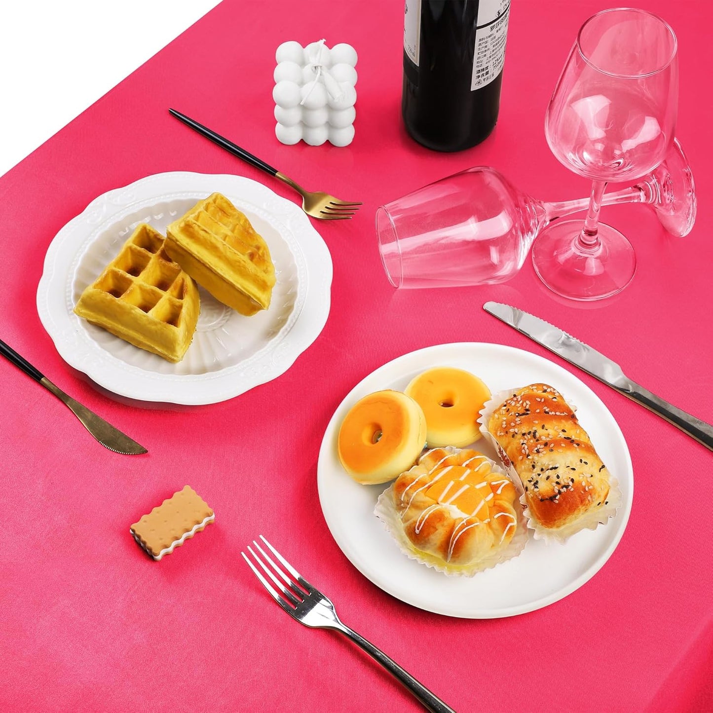 TURSTIN 4 Packs Gradient Pink Satin Tablecloth 102 x 58 Inch Overlay Satin Table Cover Rectangle Bright Silk Tablecloth Smooth Fabric Table Decoration for Wedding Banquet Party Events