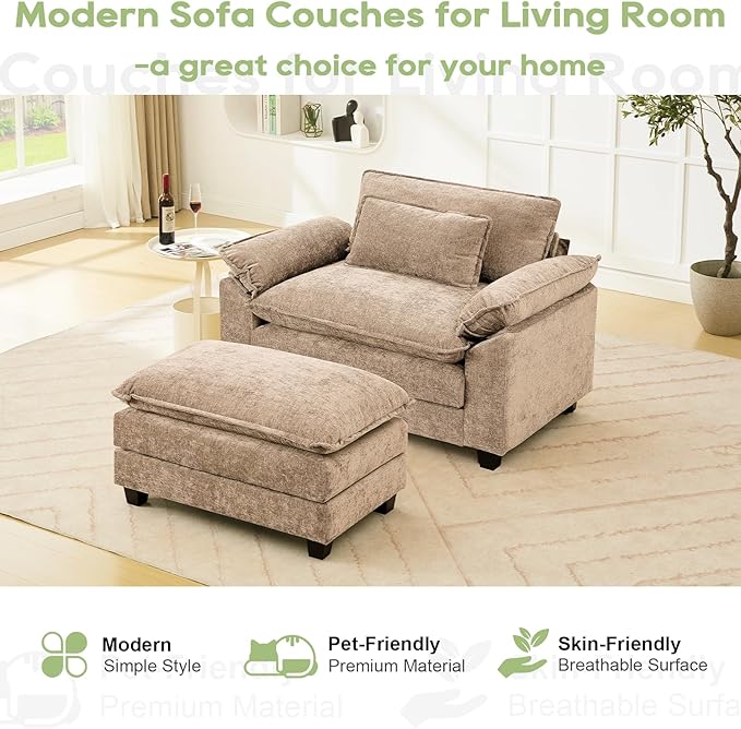 Oprisen 53" Modular Sectional Sofa, Comfy Cloud Couch Sectional Sofa - Image 7