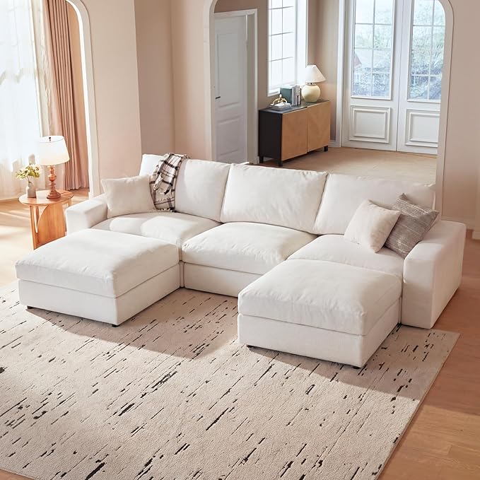 Cloud Couch Sectional 113.8'' Oversized Modular Deep Seat Sofa U Shaped Comfy by VORTHIOHOME