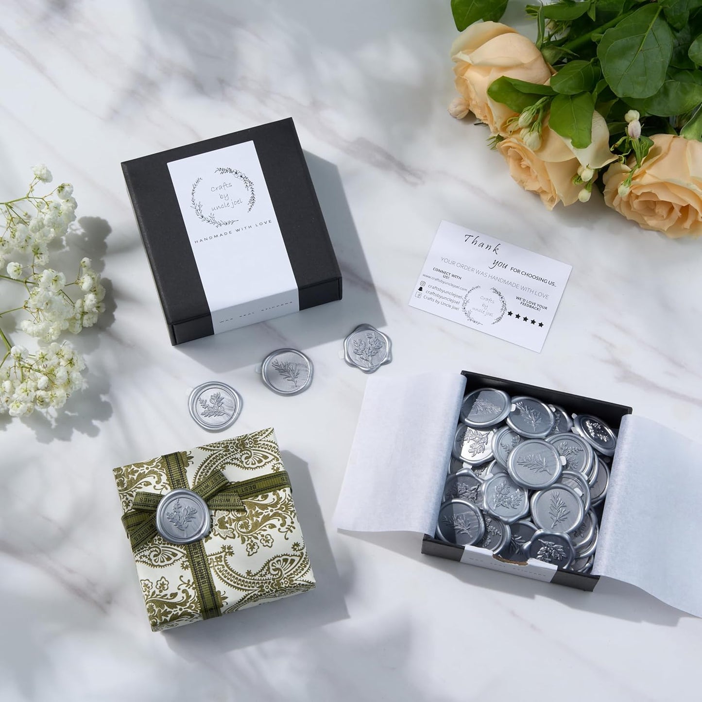 Wax Seal Stickers (60 Pcs, 3 Designs in 1 Pack) Premium Envelope Seal Stickers for Wedding Invitation Envelopes, Adhesive Wax Seals, Perfect for Seating Chart, Gift Wrapping