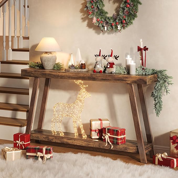 Huuger Console Table with Charging Station, USB-C Port, 2 Tiers Entryway Table - Image 6