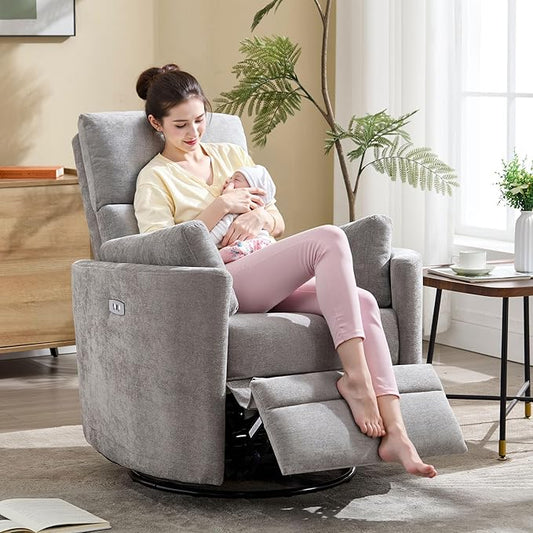 Power Recliner, Nursery Swivel Glider Rocking Chair by choairy