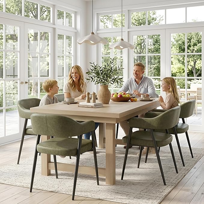 HNY Modern Dining Room Arm Chairs Set of 4, Open-Back Kitchen Side Chairs - Image 8