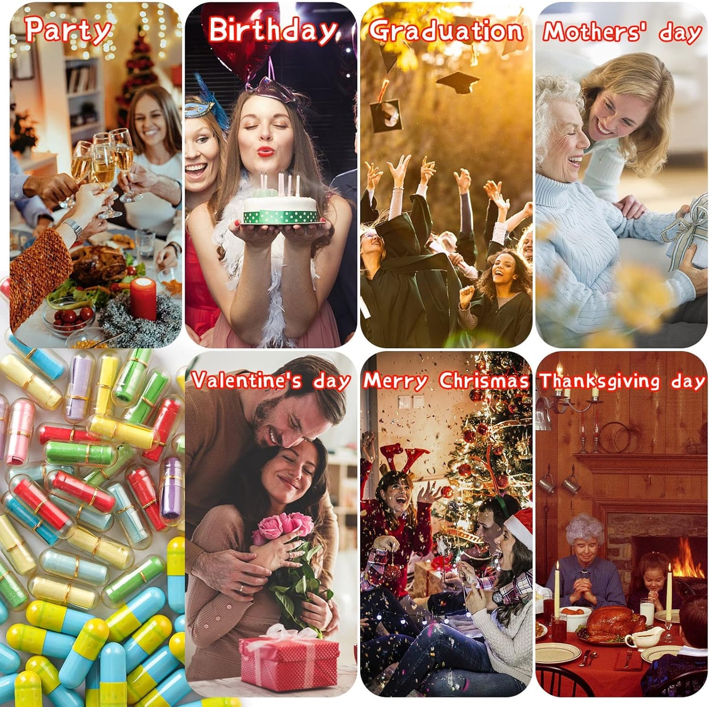 Capsule Letters Message in a Bottle,Lovely Notes Couples Gifts, Birthday Christmas Anniversary Valentines Mothers Day Gifts,Fathers Day. (Transparent Color 51PCS)