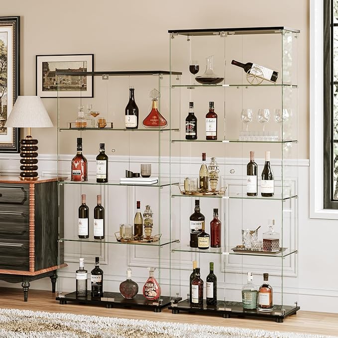 APRILSOUL Glass Display Cabinet 5-Shelf - Image 4
