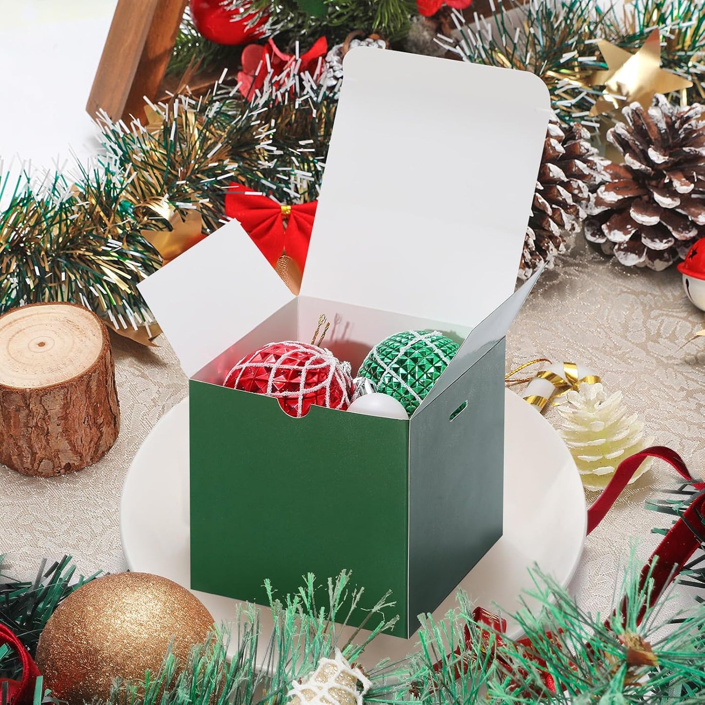 DOYIDE Small Gift Boxes, 60 Pcs 4x4x4 Inch Green Elegant Paper Box with Ribbons, Party Favor Boxes for Candy Cupcake Christmas Wedding Baby Shower Bridesmaids Birthday