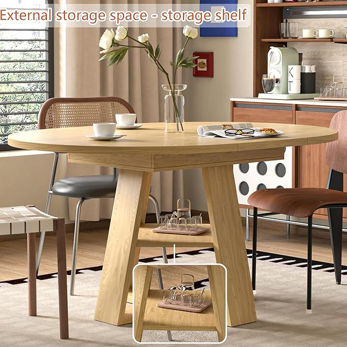 43.3in-59in Extendable Round Dining Table - Image 3