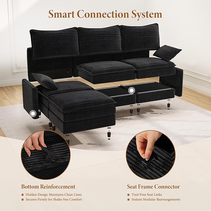 Vesgantti 108" Modular Cloud Couch, Deep Seat Sectional Sofa - Image 5