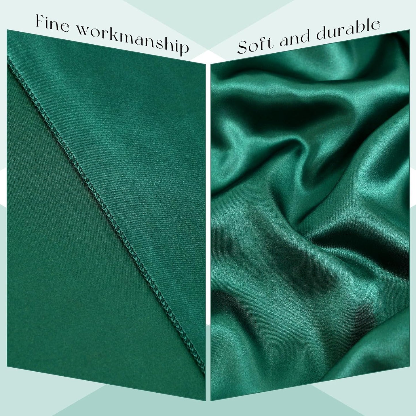 10 Packs Satin Tablecloth 120 Inch Dark Green Round Table Cloth Silk Tablecloth Smooth Fabric Overlay Satin Table Cover Decoration for Wedding Party Banquet Events