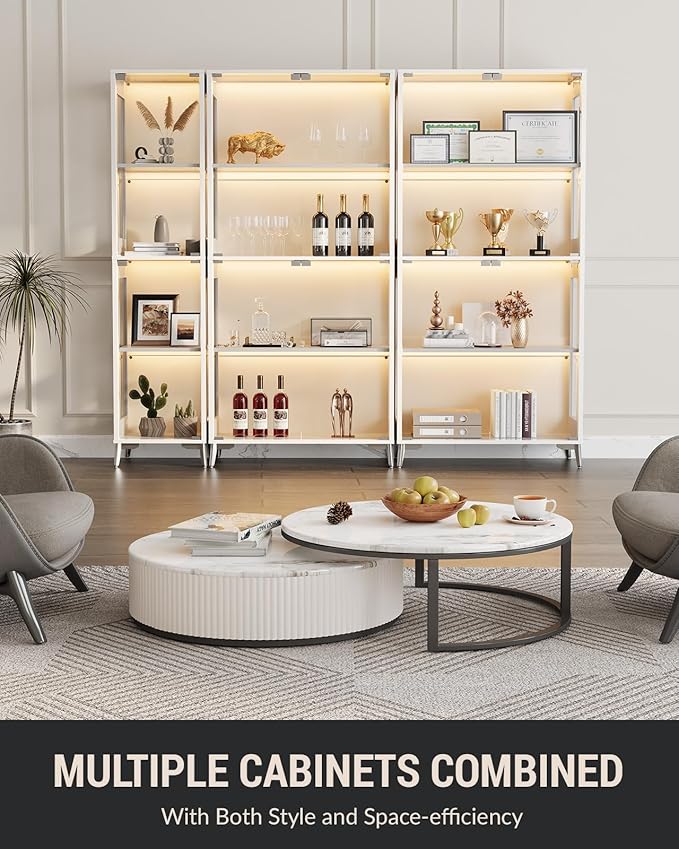 Display Cabinet with Glass Doors, 4-Tier Curio Cabinet, Adjustable Shelves - Image 8
