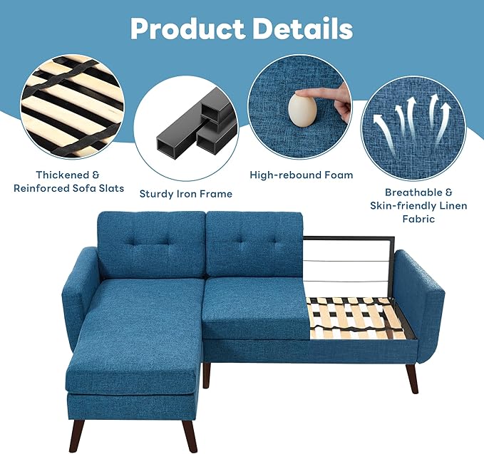 Tbfit L Shaped Couch Sofa, 3 Seater Sofas - Image 5