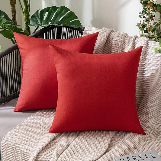 MIULEE Pack of 2 Decorative Outdoor Solid Waterproof Throw Pillow Covers Faux by MIULEE