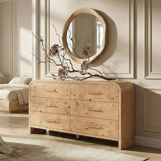 Curved 6-Drawer Dresser for Bedroom, Vanity Desk TV Stand for Living Room by TheBeautyofRusticRefined