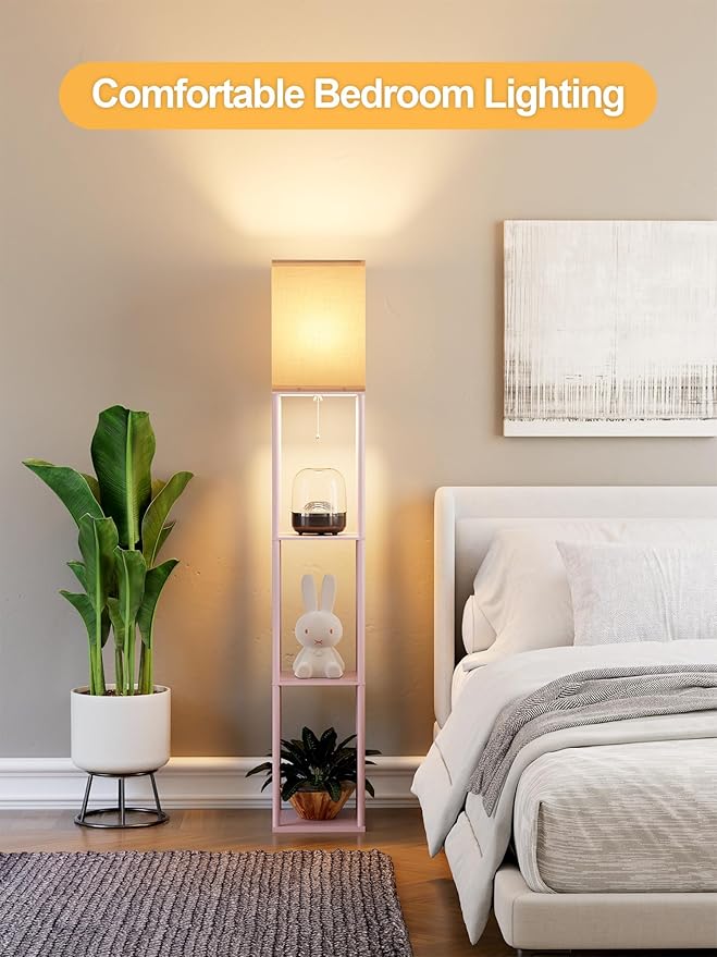 Pink Floor Lamp with Shelves for Living Room, Shelf Floor Lamp with 3 CCT LED - Image 8