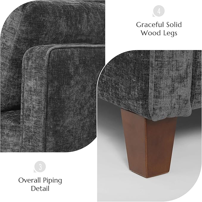 Luxury Oversized Accent Chair Set of 2, 40.9" Upholstered Piping Single - Image 8