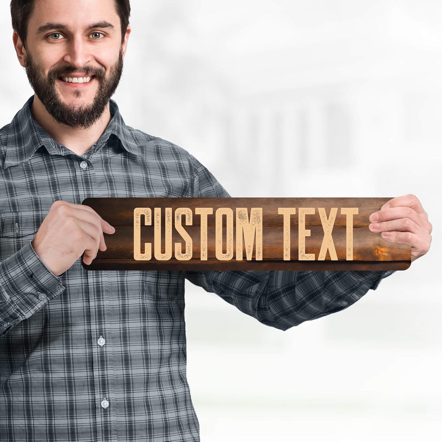 Custom Sign, Custom Street Sign, 11 Font Colors, 13 Font Styles, 4 Hole Options, 22 Sizes, 4x18 Inches, Rust Free DiBound, Fade Resistant, Made in USA by My Sign Center (Vintage Wood)