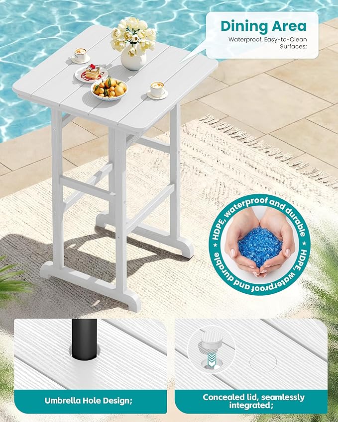 SERWALL 5 Pieces Adirondack Bar Chairs Set, HDPE Adirondack Barstools Chairs - Image 2
