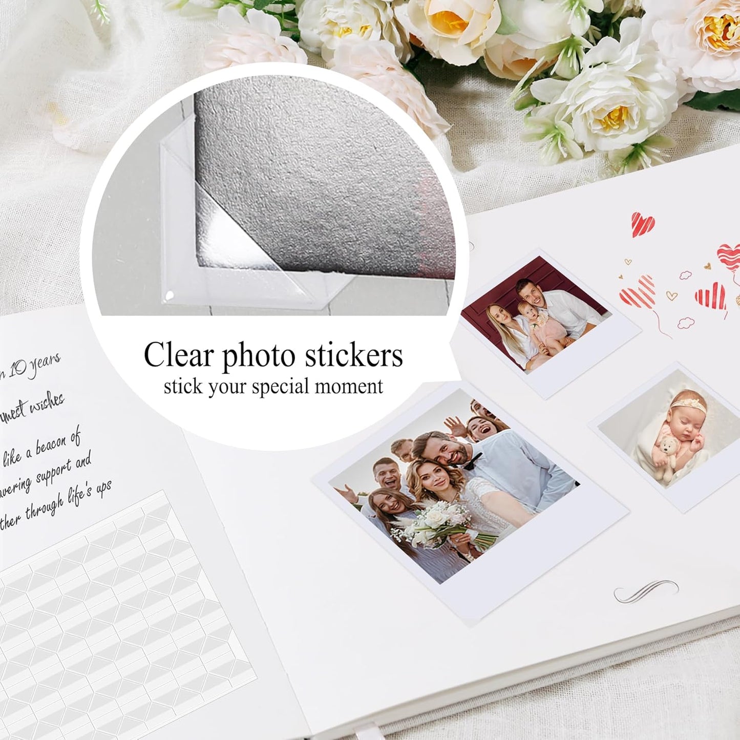SUNEE Wedding Guest Book - Polaroid Guest Book Weddings Reception, Linen Cover 7" x 9" Guest Book for Baby Shower, Birthdays and Special Events, 100 Blank Pages for Wedding Sign in and Photos, Green