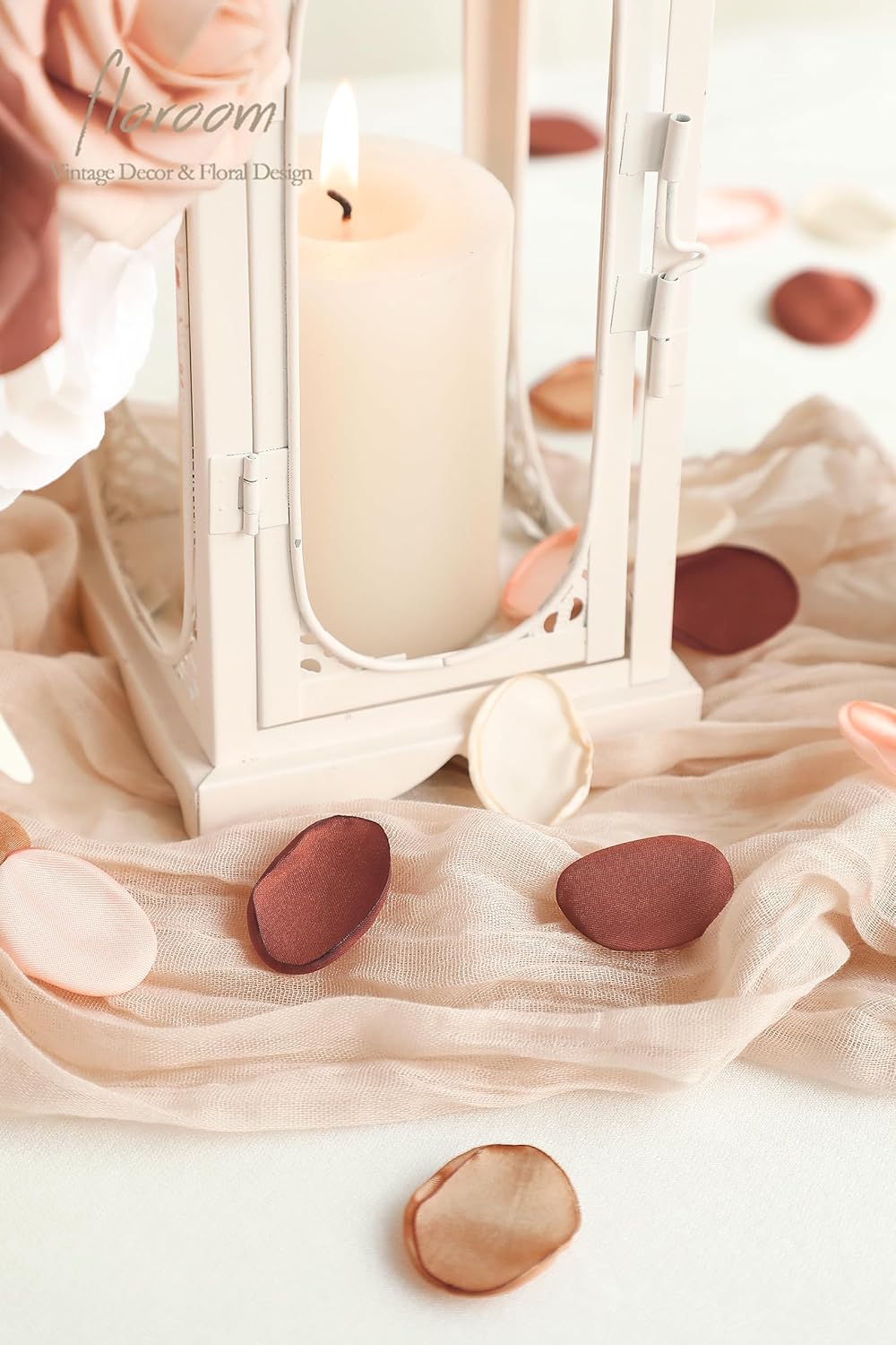 Floroom 300pcs Rose Petals Earth Tones Brown Faux Silk Flower Petals for Wedding Flower Girl Basket Aisle Scatter Dinner Table Centerpieces Party Confetti Bridal Shower Romantic Night Decoration