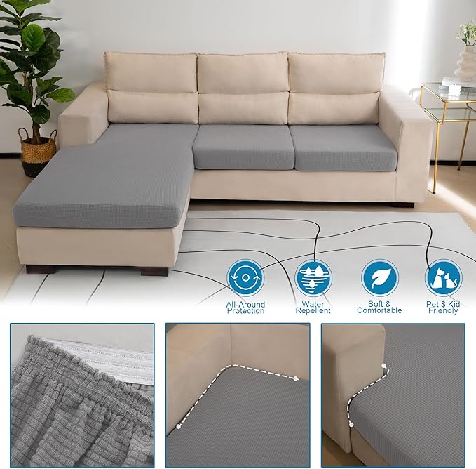Water Repellent L Shaped Couch Covers Sofa Seat Cushion Slipcovers, Stretch - Image 3