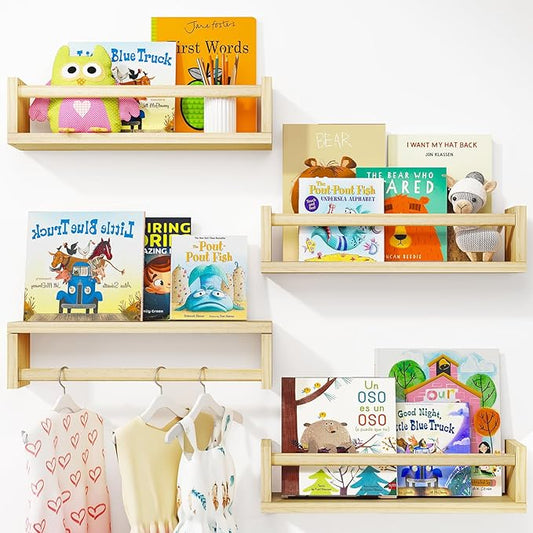 Fixwal Nursery Book Shelves, 16.5 Inch Floating Nursery Bookshelves, Solid Wood by Fixwal