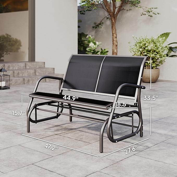 Outsunny 2-Person Outdoor Glider Bench, Patio Double Swing Rocking Chair - Image 3