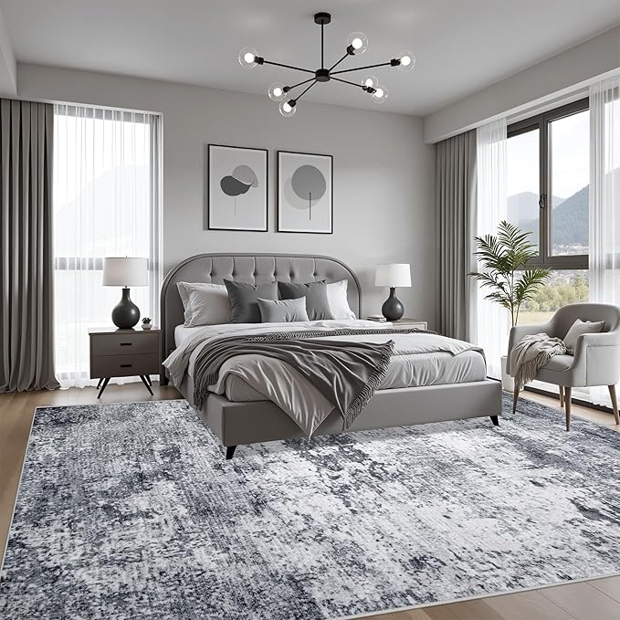 9x12 Area Rug Living Room Rug: Washable Modern Abstract Soft Thin Rug Indoor - Image 4