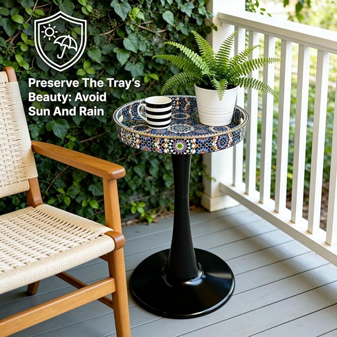 Gesodant Boho Chic Round Side Table, Stable Hourglass Pedestal Base, Unique - Image 7