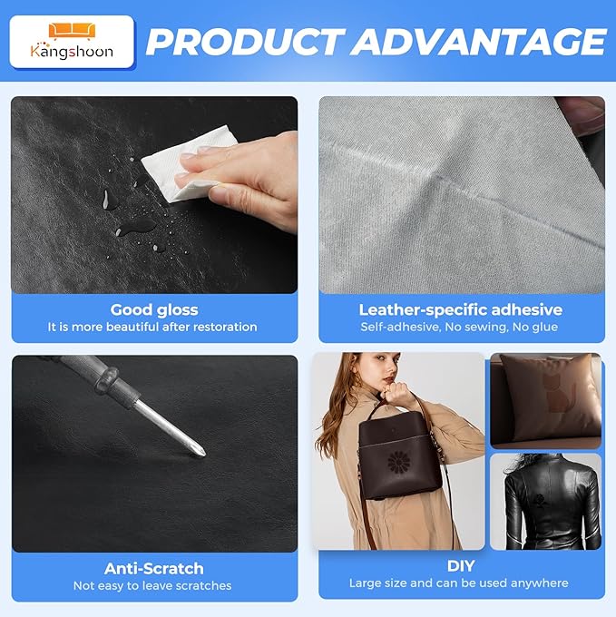 Leather Repair Patches, 3.5X79 Inch Self-Adhesive Leather Repair Tape, Stretch - Image 3