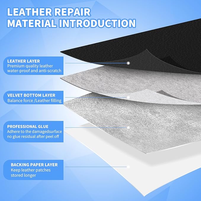 Kangshoon Leather Repair Patches, Self-Adhesive Leather Repair Tape, Stretch - Image 3