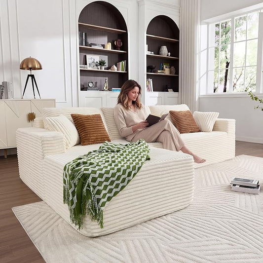 108" Boneless Couch, L-Shaped Modular Sectional Sofa by Unknown