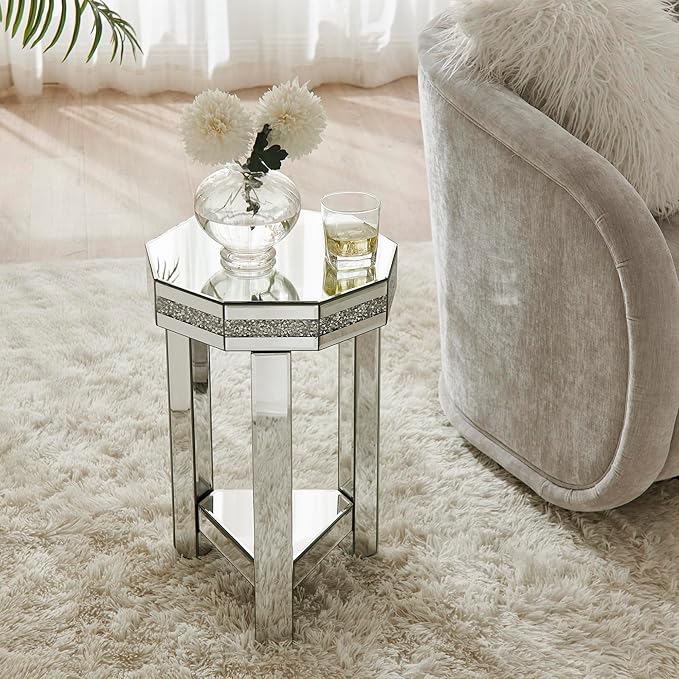 Mirrored Octagon End Table - Image 4