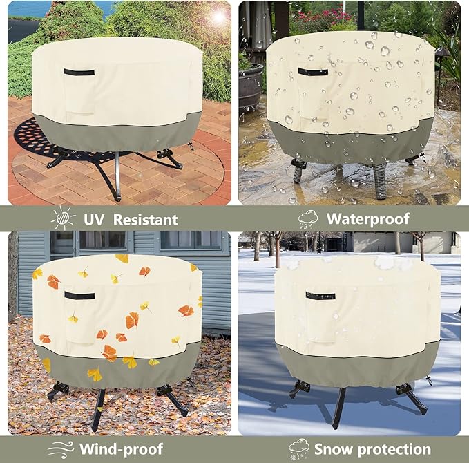 Round Patio Table Cover, 600D Heavy Duty Outdoor Furniture Covers Waterproof - Image 7