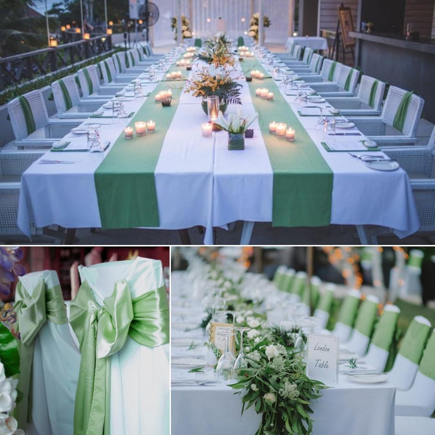 100 PCS Satin Chair Sashes Decorative Bow Chair Sashes Ties Back Ribbon Bows Chairs Cover Band for Wedding Party Ceremony Reception Events Banquet Restaurant Home Kitchen Decor(7x108inch,Sage Green)