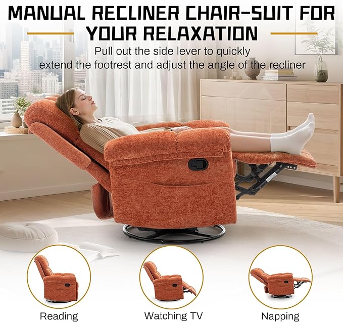 Korser Recliner Chair, Swivel Rocker Recliner Chair - Image 4