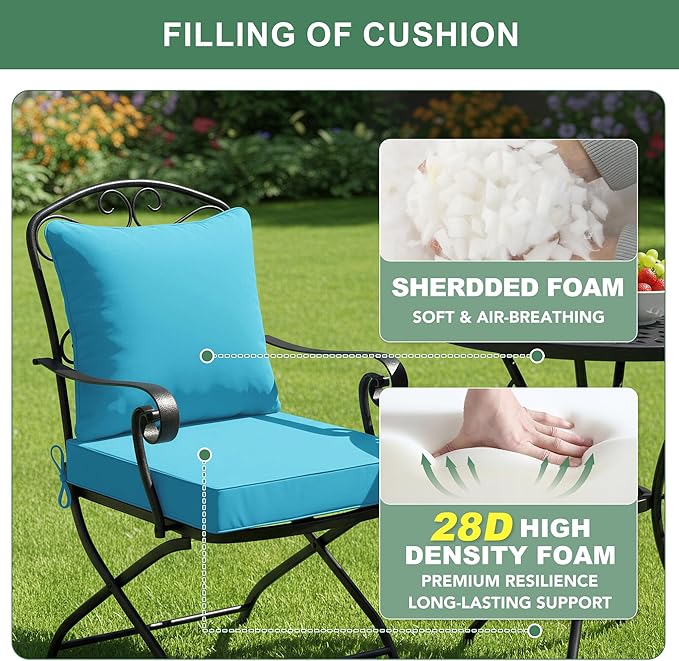 Summsun Outdoor Chair Cushions Set of 2, Waterproof Backrest and Seat Cushion - Image 4