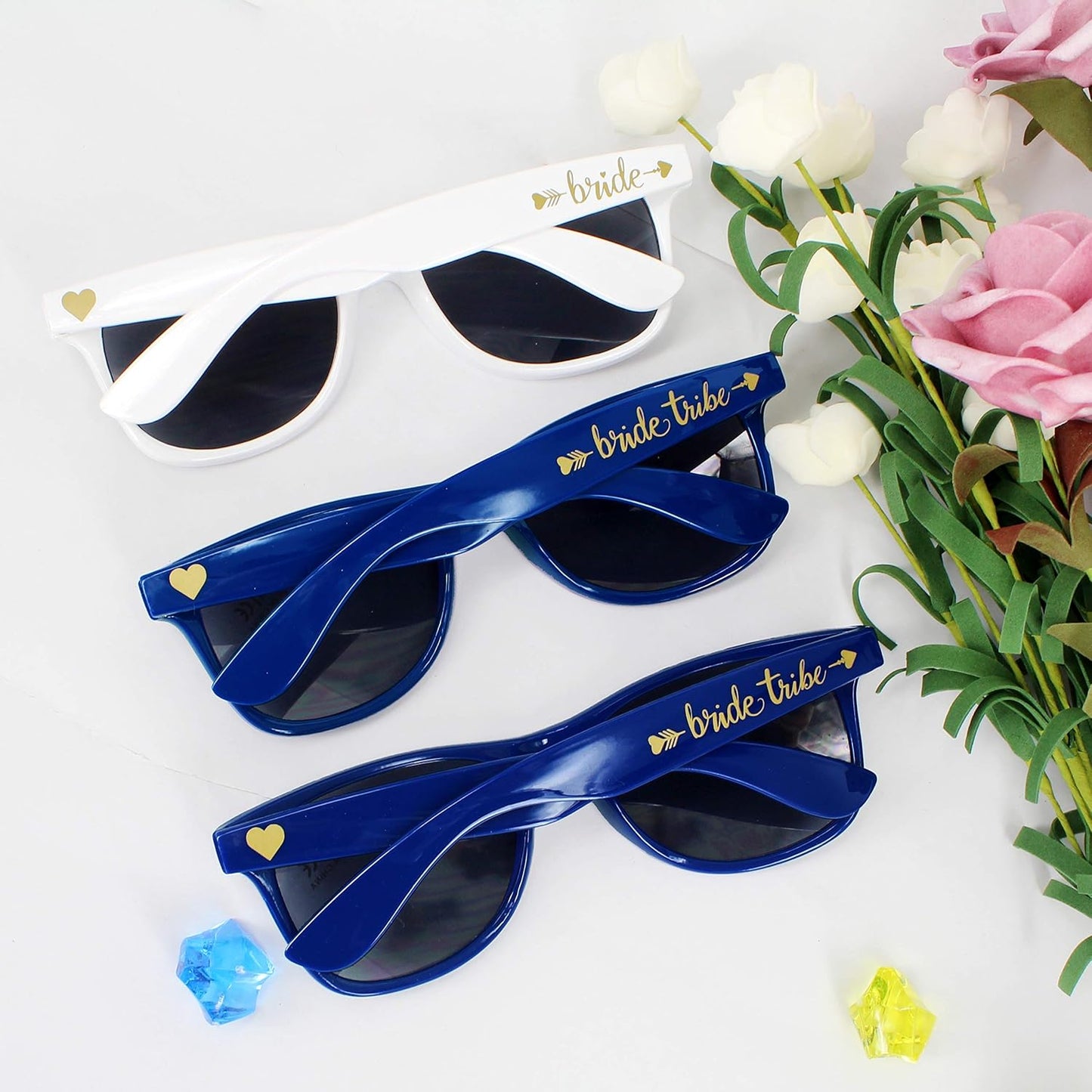 LADY&HOME 10 Pack Bachelorette Party Sunglasses Favors, Bridesmaid and Bride Tribe Sunglasses for Bridal Party, Bridal Shower(Navy)