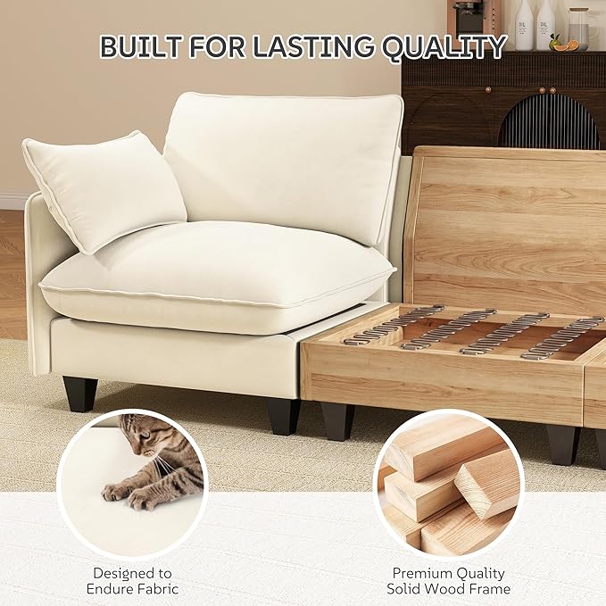 Ihanherry 141" Oversized V-Shaped Modular Sectional Couch, 9-Seater Cloud Sofa - Image 6
