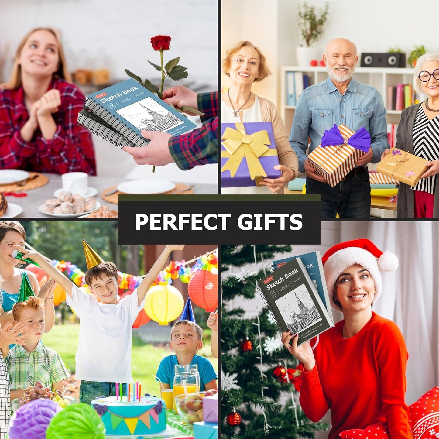 Soucolor 5.5" x 8.5" Sketchbook Pack of 2, 200 Sheets Blank Journal Notebook, A5, Spiral Bound Sketch Pad Drawing Book Acid-Free Paper (68lb/100gsm), Painting Sketching Drawing Notebook Art Supplies