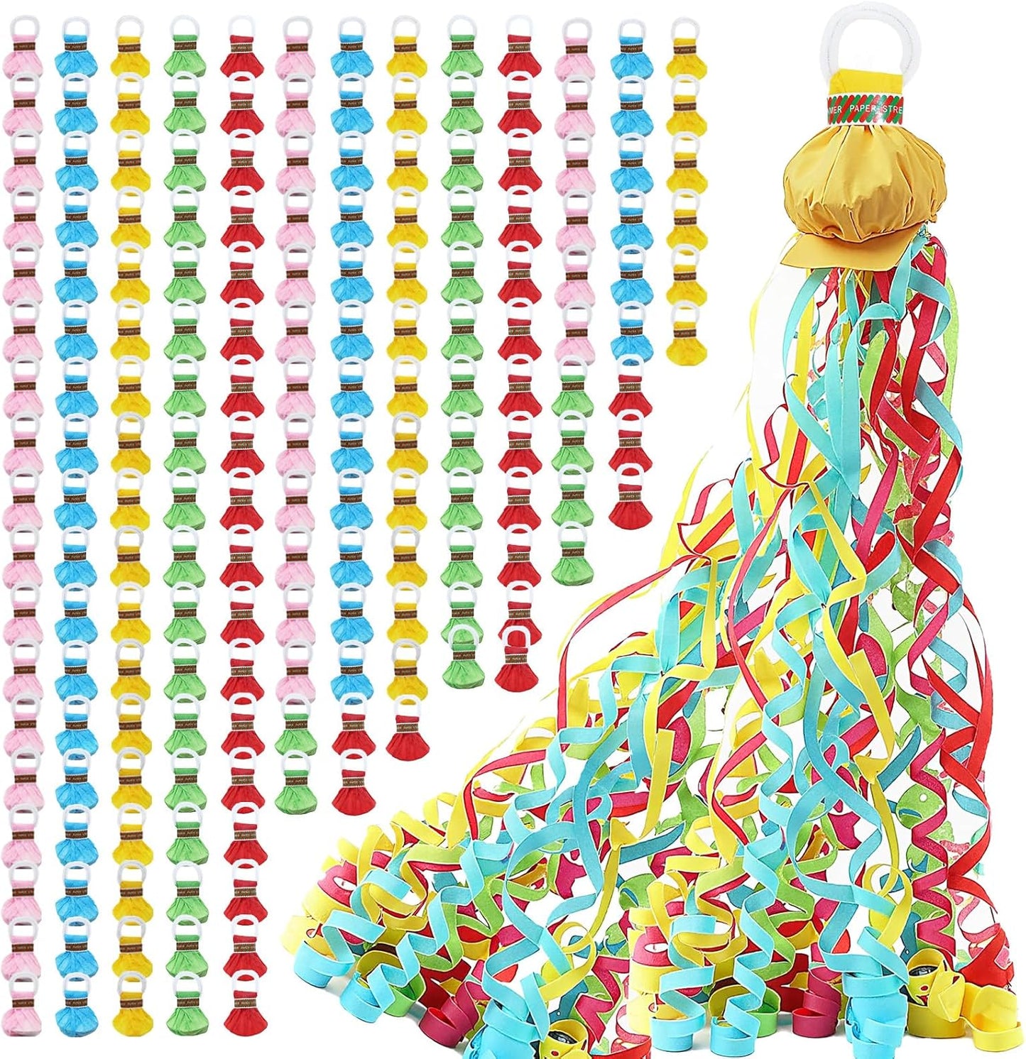 180 Pcs Hand Thrown Streamer Poppers Colorful, Confetti Streamers No Mess Paper Crackers Party Poppers for Birthday,Wedding,Celebrations,Graduation Party