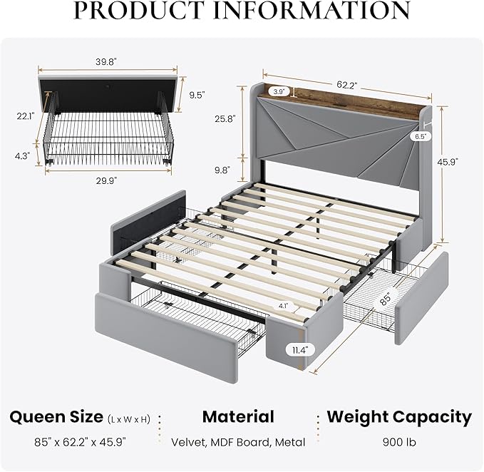 SHA CERLIN Queen Bed Frame - Image 2