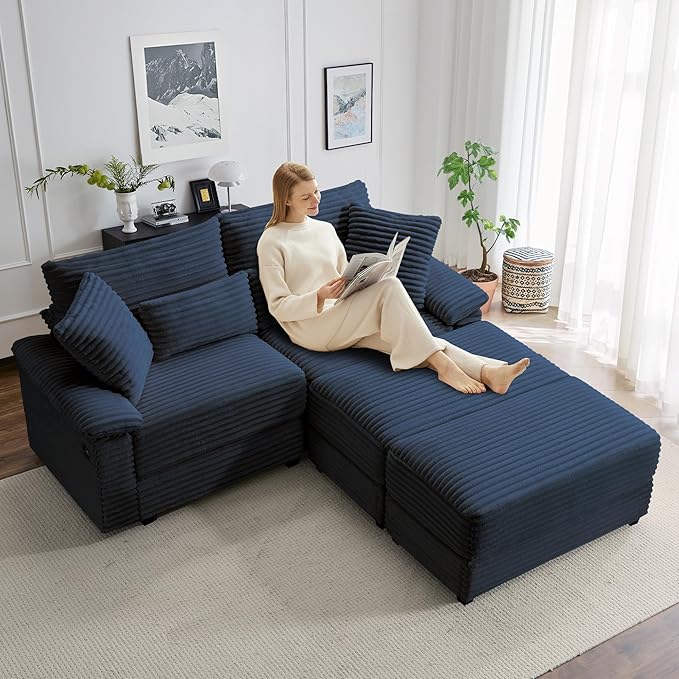 SUNWAVE 74" W Double Chaise Lounge Chair Indoor, Oversized Loveseat - Image 6
