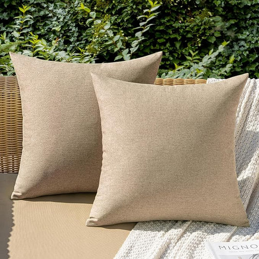 MIULEE Pack of 2 Decorative Outdoor Solid Waterproof Throw Pillow Covers Faux by MIULEE