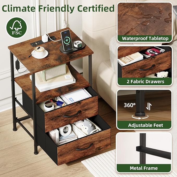 Somdot 2 Drawers Nightstand - Image 6