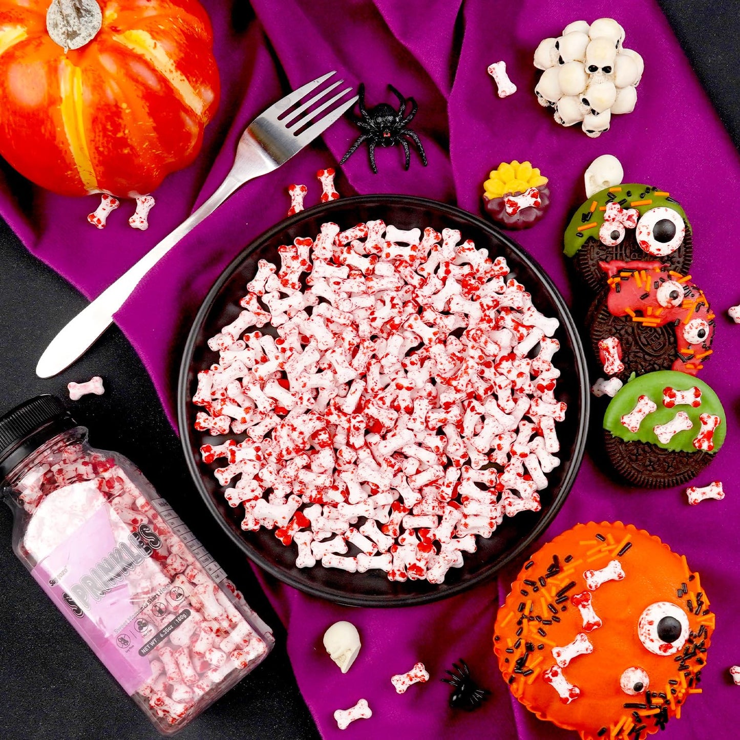 Halloween Sprinkles, Bloody Dog Bones Candy, Halloween Candy, Edible Sprinkles for Cake Decorating, Cupcake Decoration, Cupcake Toppings, Cookie, Ice Cream, 180g/ 6.35oz